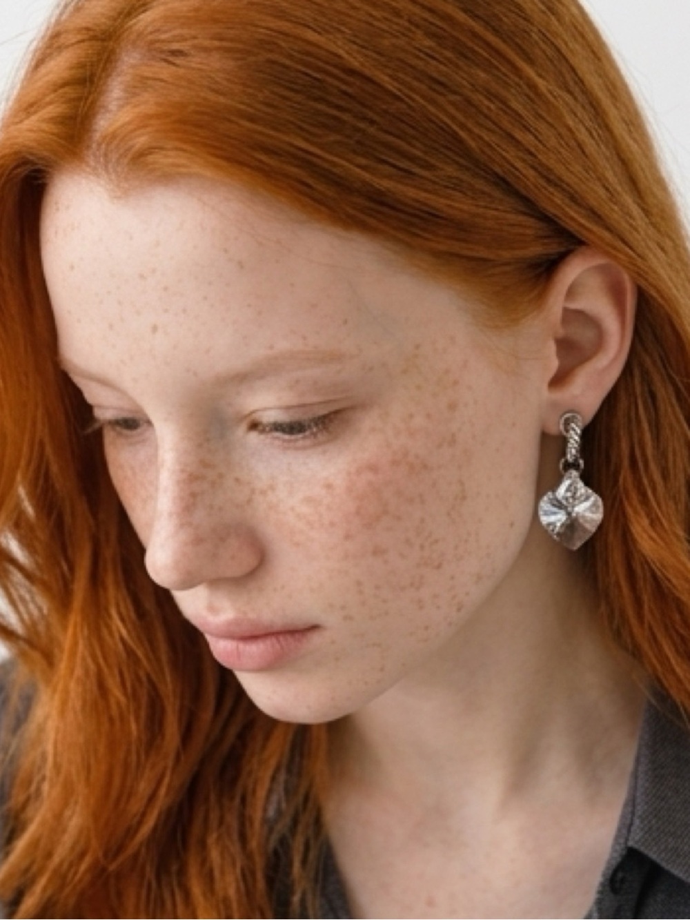 Brighton Post earrings - clear crystal with silver plated.